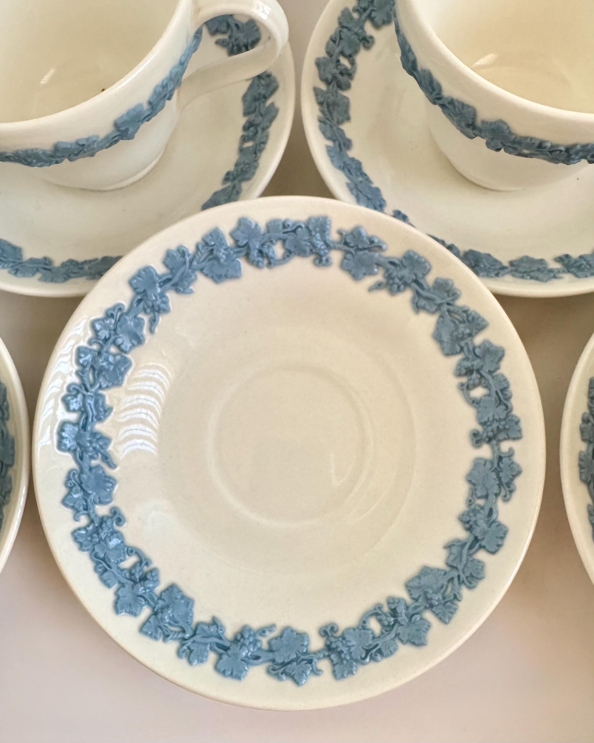 Queensware Cookware Wedgwood Queen's Ware Lavender on Cream Cup & Saucer, Embossed ...