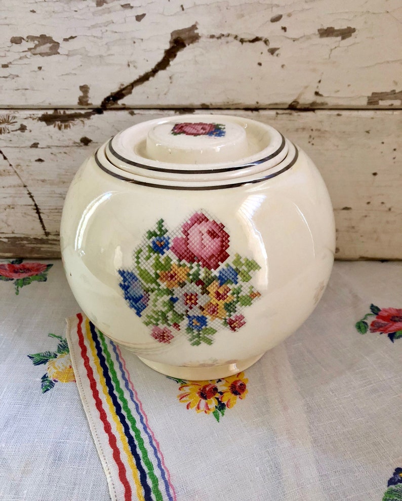 Fiesta K\u00fcche Kraft Ball Jar Petit Point Homer Laughlin Ovenserve