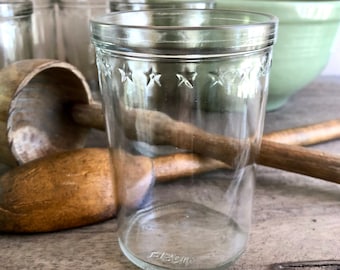 Set of 8 Anchor Hocking Star Rim Juice Jelly Canning Jars, Wide Mouth Glass Tumbler Drinking Jars