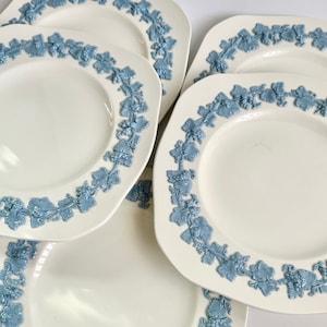 Wedgwood Embossed Queen&#39;s Ware Luncheon Plates, 8.5&quot; Square Smooth Edge Dish Sold Individually