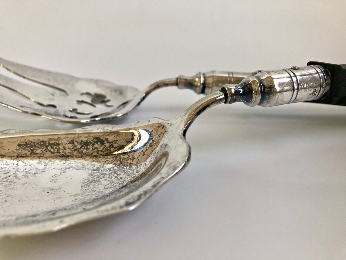 Large Serving Spoon and Fork Set by Manning Bowman Art Deco Etsy