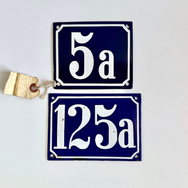 Traditional French Enameled Street Number Plaque, House Address Sign