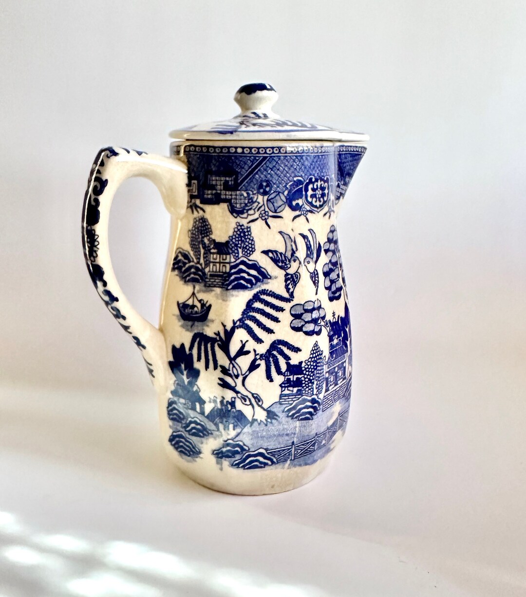 Blue Willow Lidded Pitcher Carafe MORIYAMA Pottery Japan Etsy