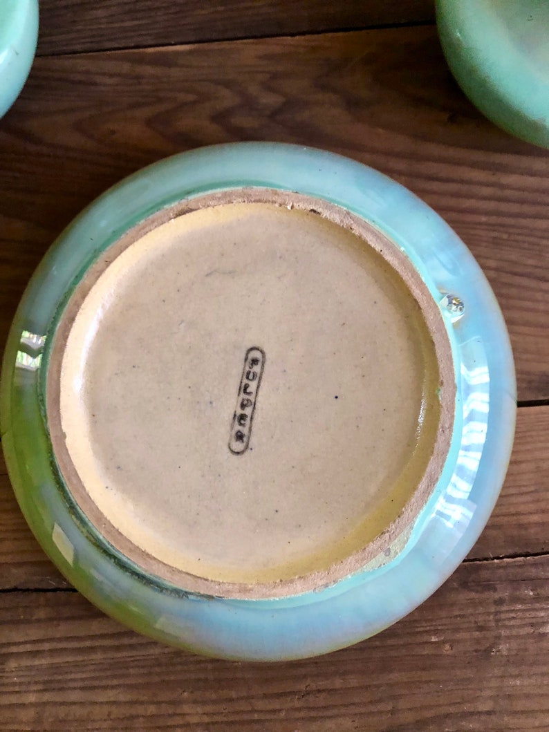 Arts Crafts Pottery FULPER Pottery Low Bowl Crystalline Jade Green