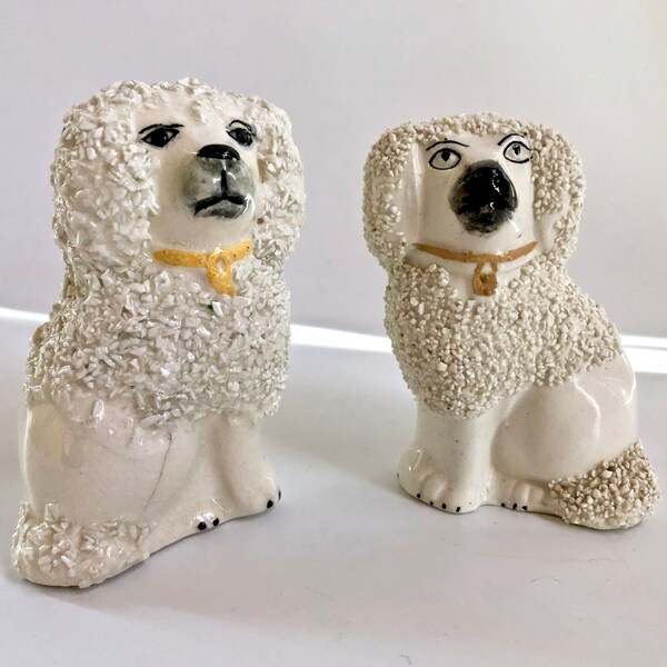 Staffordshire Ware Confetti Poodle or Spaniel Dog, Figurine Miniature