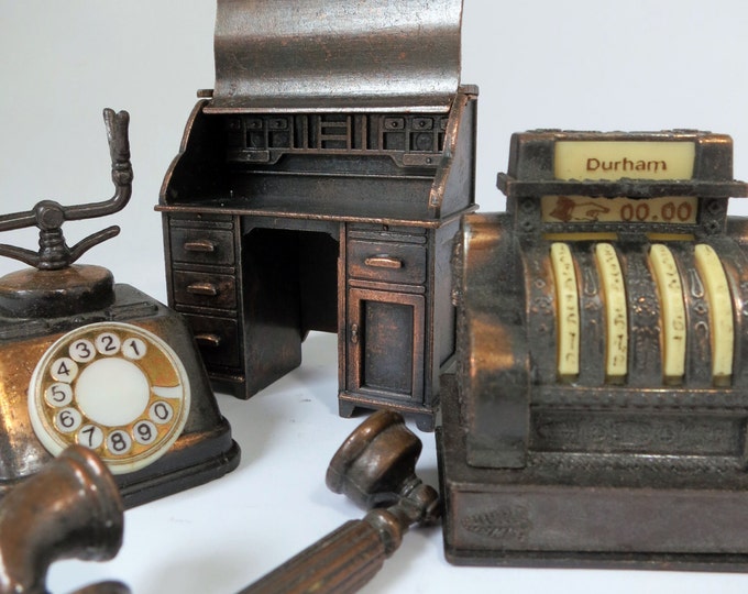 9 Piece Lot Die Cast Durham Industries Miniatures, Doll House Miniature