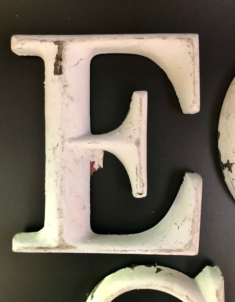 6 Wall Letters White Salvaged Letters Decor Mixed Etsy