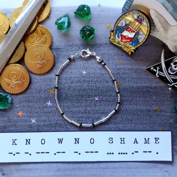 Know No Shame - Bracelet Code Morse - Voiles Noires - Argent / Or