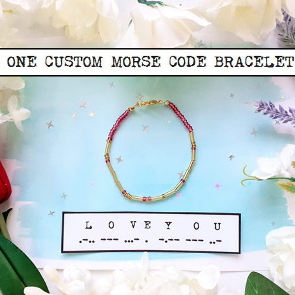 One Custom Morse Code Bracelet - Silver / Gold - Personalised
