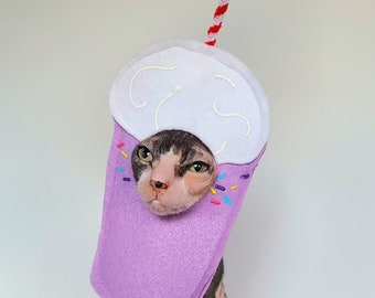 Grimace purple milkshake costume hat for cats small dogs and small pets in lightweight soft felt tik tok happy birthday grimace hbd grimace