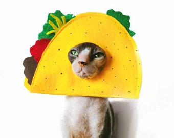 Taco pet costume for cats small dogs bunnies small pets in soft lightweight felt for Halloween Tiktok Instagram Mexican food costume