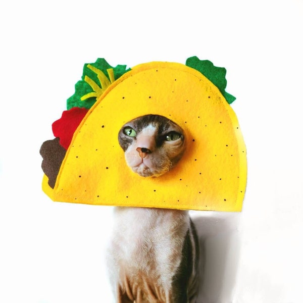 Taco pet costume for cats small dogs bunnies small pets in soft lightweight felt for Halloween Tiktok Instagram Mexican food costume