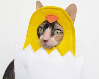 Chicky In Egg costume for spring Easter photoshoot pet outfit in soft lightweight colorful felt chicken egg