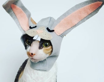 Rabbit Hare Bunny costume pet hat in soft felt for cats dogs and pets of all sizes