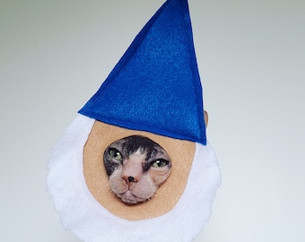 Garden gnome costume hat for cats small dogs and small pets in lightweight soft felt