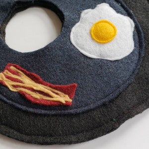 Breakfast Pan Egg and Bacon Cat Costume Hat in lightweight felt for cats small pets and small dogs image 4