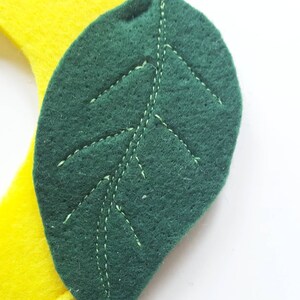 Lemon pet costume for cats small dogs and other pets in soft yellow with embroidered leaf image 2