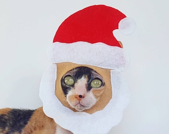 Santa Claus Your Pet cat dog and small pet costume in soft felt for holidays and Christmas