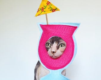 Tropical umbrella drink daquiri costume hat for cats small dogs and small pets in lightweight soft felt