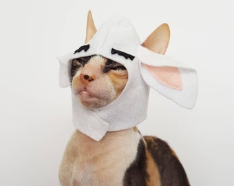 Sheep costume for cats, small breed dogs, and small pets in soft white felt