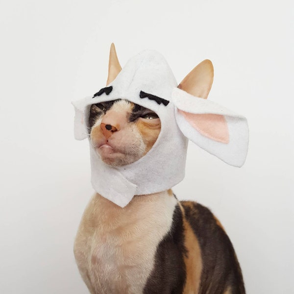 Sheep costume for cats, small breed dogs, and small pets in soft white felt