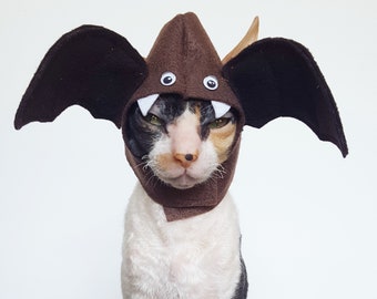 Boo Bat Cat Dog and small pet hat costume made with brown felt googly eyes Halloween