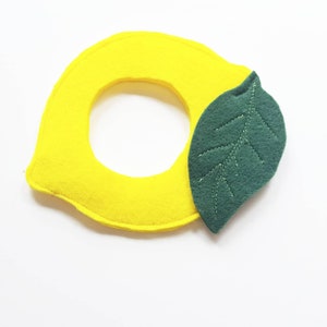 Lemon pet costume for cats small dogs and other pets in soft yellow with embroidered leaf image 3
