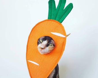 Carrot hat costume for cats small dog or small pet costume in soft orange felt for Halloween Spring Easter