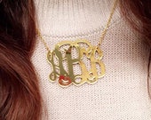 Large 2 quot Gold Mirror Acrylic Monogram Necklace