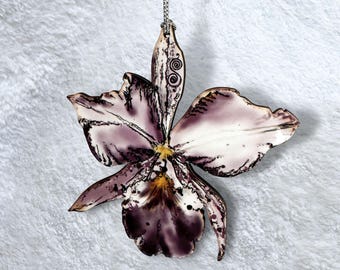 Deep Lavender Orchid Ornament, 2 Sided Original Design Gift