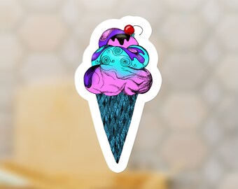 Colorful Ice Cream Cone Sticker, Summer Fun Decal