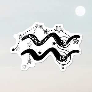 Aquarius Symbol & Constellation Vinyl Sticker, Zodiac Decal