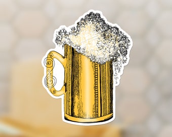 Beer Mug Sticker, Fun Alcohol Decal, Handmade Drink Sticker