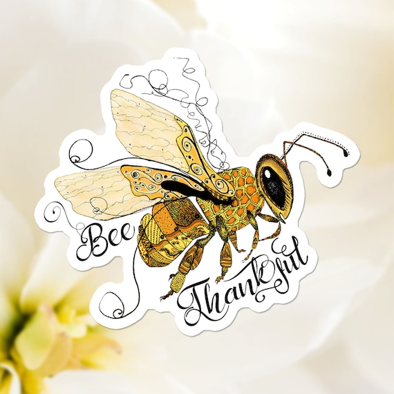 Honeybee Vinyl Sticker, Thanksgiving, Bee Thankful Decal 