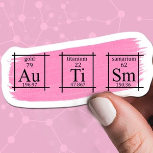 Periodic Table Autism Vinyl Sticker, Pink Chemistry Decal