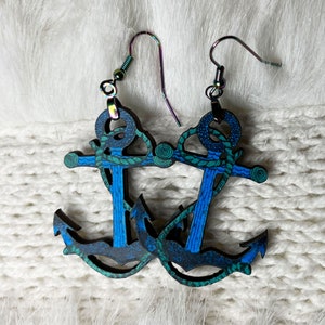 Blue Anchor Earrings, Boating Lover Gift, Original Design