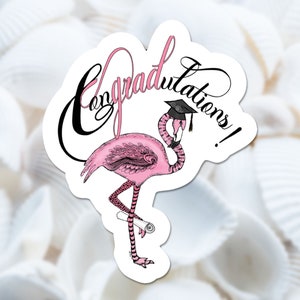 Graduation Flamingo Sticker, Congratulation Sticker