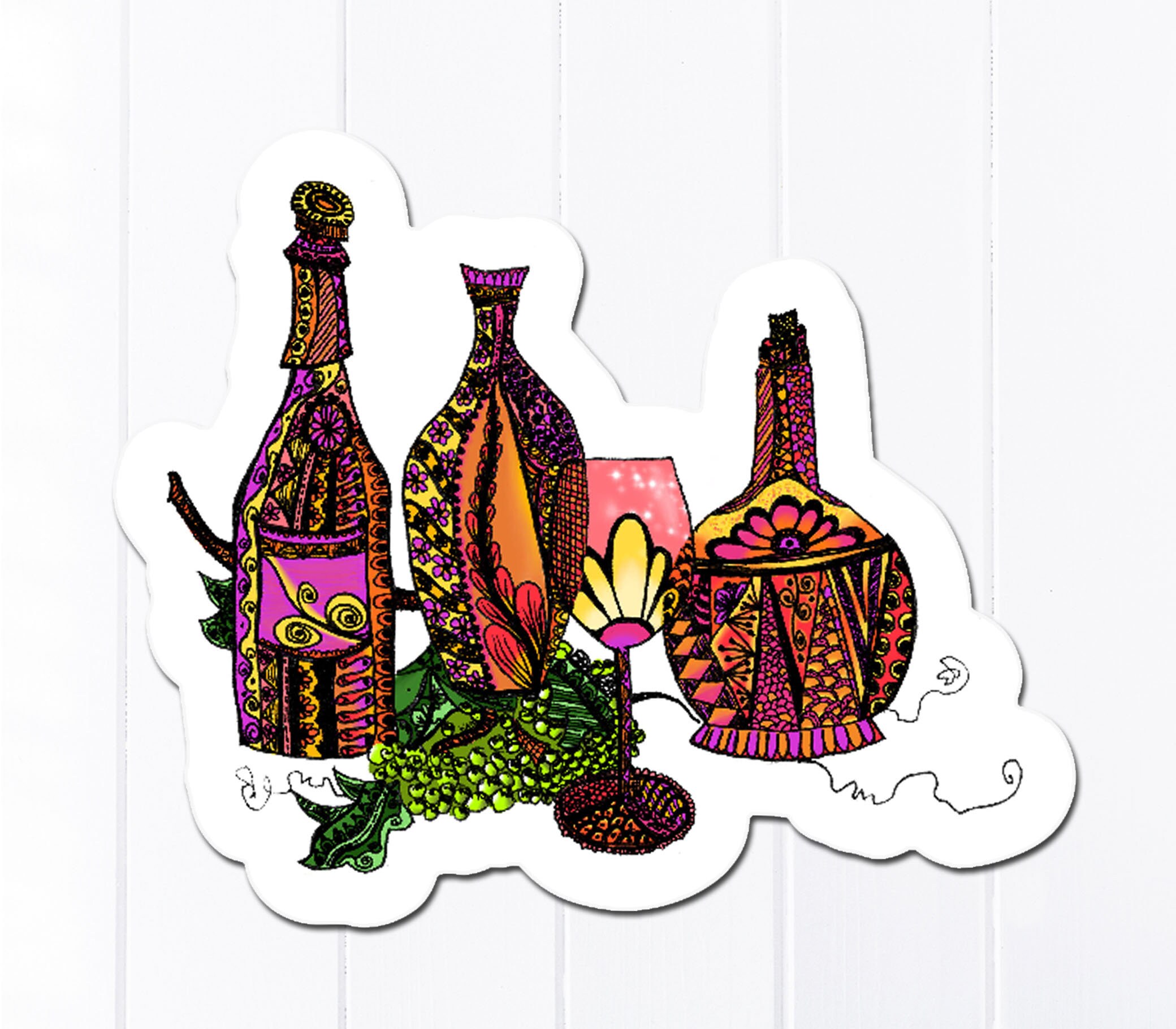 Wine Sticker Vinyl Sticker Scrapbooking Sticker Planner Etsy