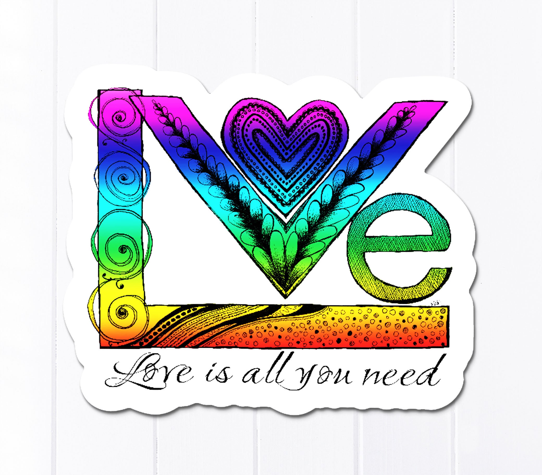 Love is All You Need Vinyl Sticker Rainbow Colors Best Friend Etsy