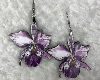 Cattleya Orchid Flower Earrings, Unique Gift for Her