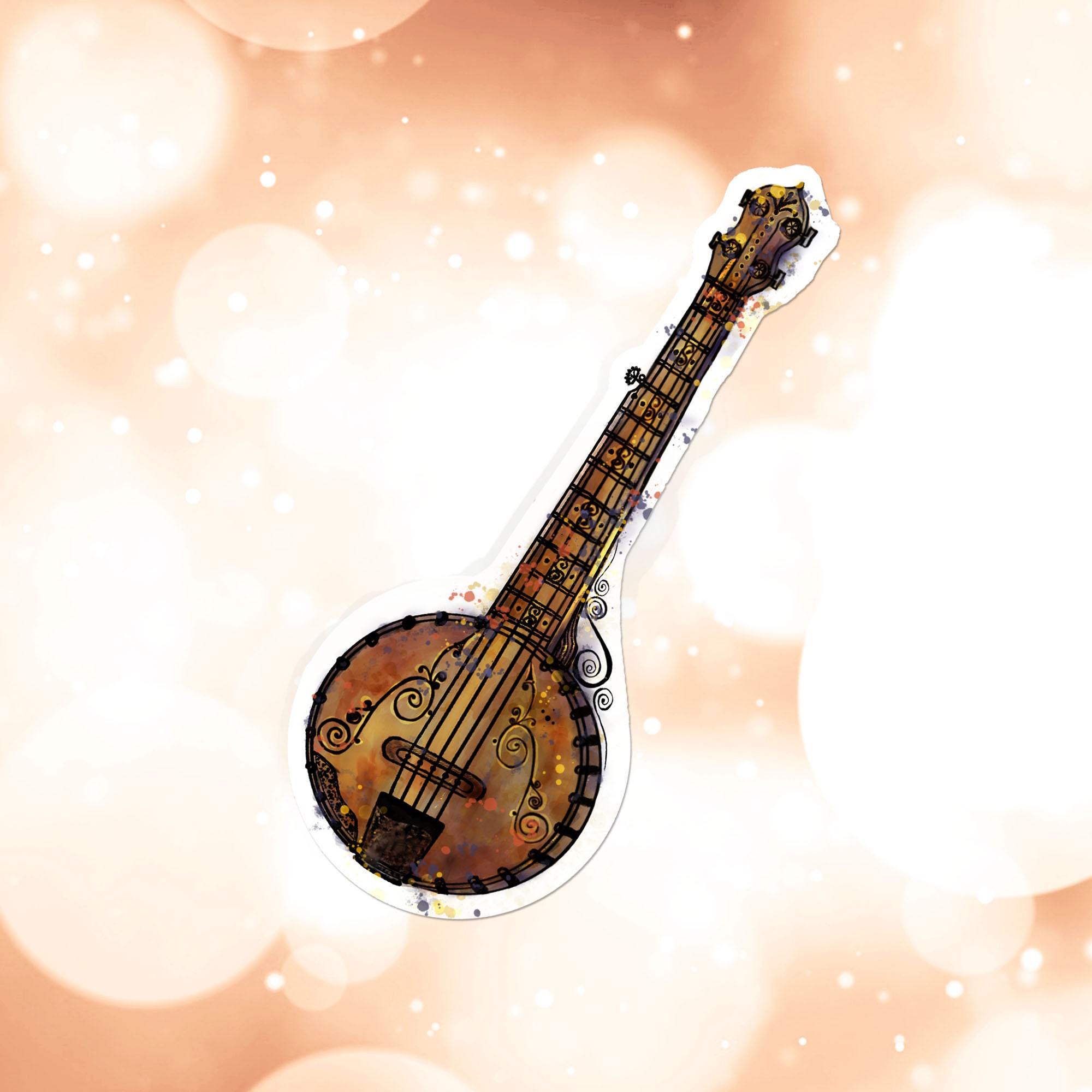 Watercolor Banjo Sticker, Best Friend Gift, Music Decal - Etsy