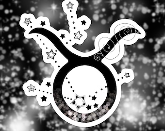 Taurus Symbol and Constellation Vinyl Sticker, Zodiac Decal