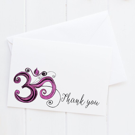 Yoga Personalized Note Cards Pink Om Thank You Cards Yoga Etsy