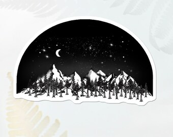 Redwood Sequoia Mountain Tree line Sticker