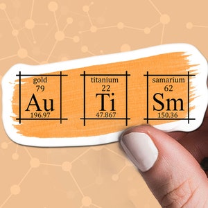 Periodic Table Autism Vinyl Sticker, Orange Chemistry Decal