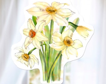 Watercolor Jonquil Sticker, March Birth Flower, Spring Decal