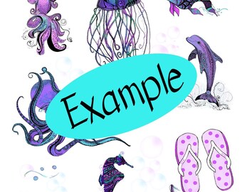Personalized Sticker Sheet, Your Choice Hand Drawn Original Art