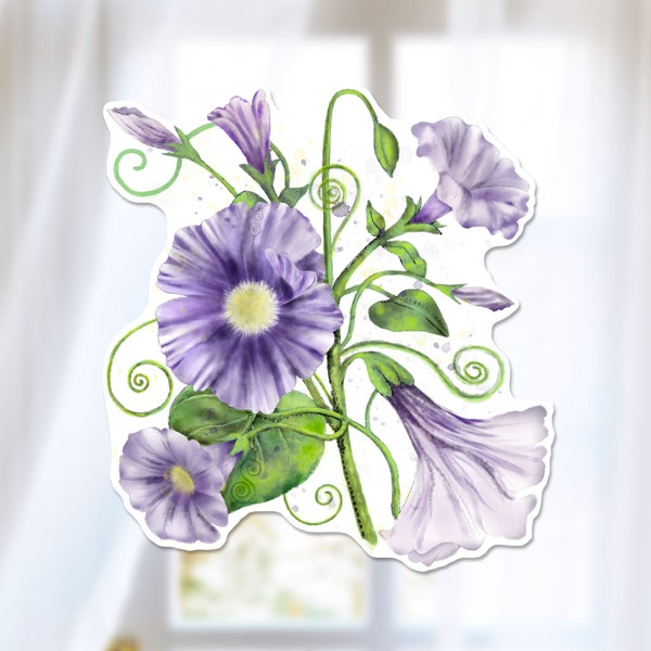 Watercolor Morning Glory Sticker, September Birth Flower