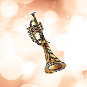 Trumpet Vinyl Sticker, Watercolor Music Journal - Case Decal