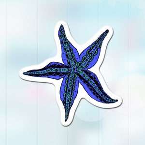Starfish Sticker, Vinyl Beach Sticker, Sea Life Sticker afbeelding 3